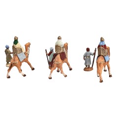 Tres Reyes Magos de 3,5 cm en camello con camellero para belén Mondo 2