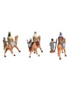 Tre Re magi cm 3,5 a cammello con cammeliere per presepe Mondo