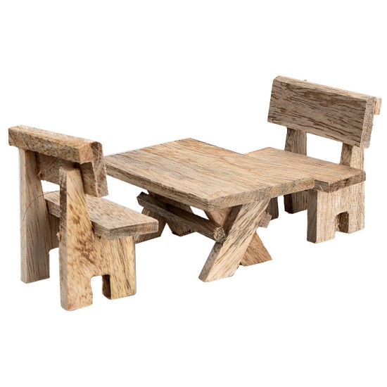 Tavolo in legno con panchine per presepe Mondo Presepi