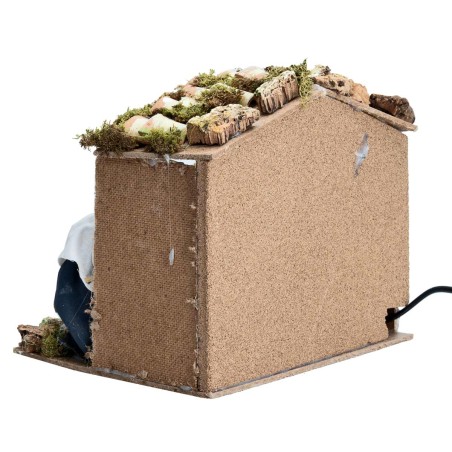 Hut with Moving Nativity 12 cm and Light for Nativity Scene