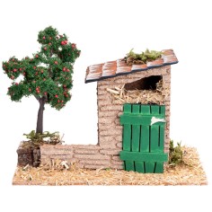 Giardino con ripostiglio e albero di mele 5-6 cm per presepe