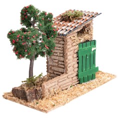 Giardino con ripostiglio e albero di mele 5-6 cm per presepe 2