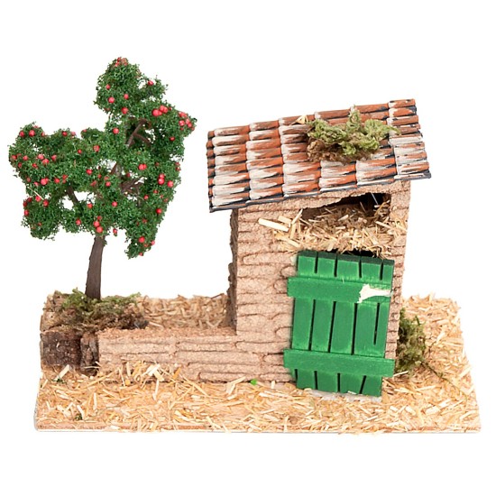 Jardín con trastero y árbol de manzanas de 5-6 cm para belén