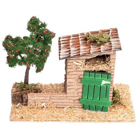 Jardín con trastero y árbol de manzanas de 5-6 cm para belén