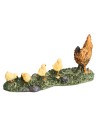Gallina con pulcini in resina cm 9x2,8x4 h per presepe Mondo