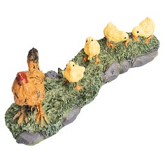 Hen with chicks in resin cm 9x2.8x4 h for Mondo nativity scene 2