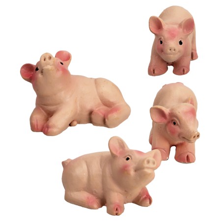 Set of 4 pigs 2.8 cm for nativity scene Mondo Presepi