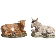 Set buey y asno Lux para estatuas h 10 cm Euromarchi para belén
