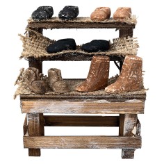 Bancarella in legno del calzolaio cm 9x5x11 h per presepe Mondo
