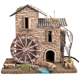 Casa con mulino ad acqua funzionante cm 25x16x22,3 h