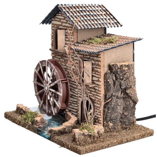 Casa con mulino ad acqua funzionante cm 25x16x22,3 h