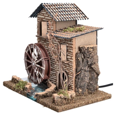 Casa con molino de agua funcionando cm 25x16x22,3 h para
