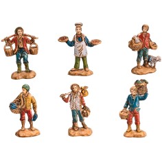 Set of 6 Euromarchi statues 4 cm for nativity scene Mondo Presepi