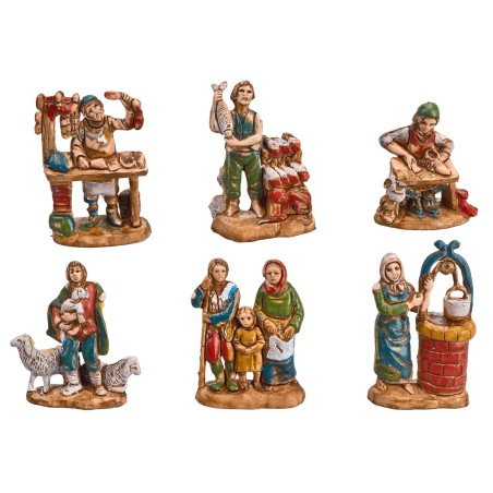 Set of 6 Euromarchi figurines 4 cm for nativity scene Mondo Presepi