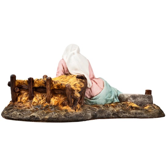 Maria lying with baby Jesus 15 cm in resin Landi Moranduzzo