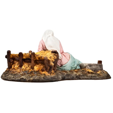 María acostada con niño 15 cm en resina Landi Moranduzzo