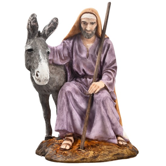 San José con burro 15 cm en resina Landi Moranduzzo