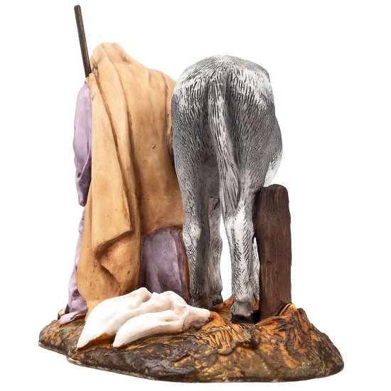 St. Joseph with donkey 15 cm in Landi Moranduzzo resin