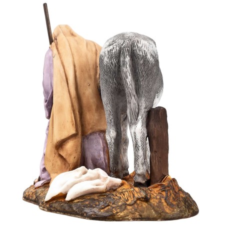 San Giuseppe con asino 15 cm in resina Landi Moranduzzo per