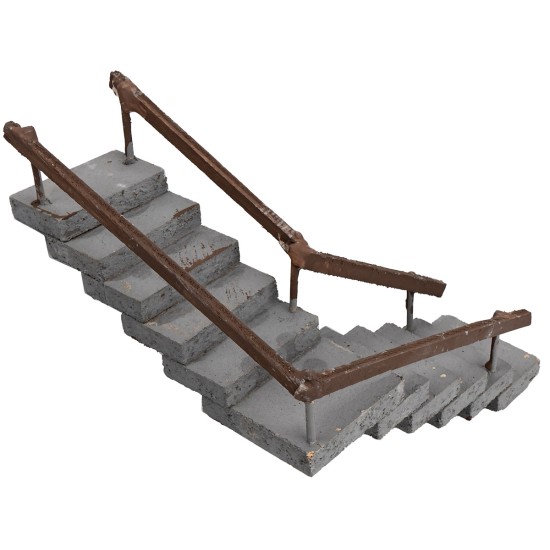 Wooden corner staircase with handrail 14 cm h for nativity scene