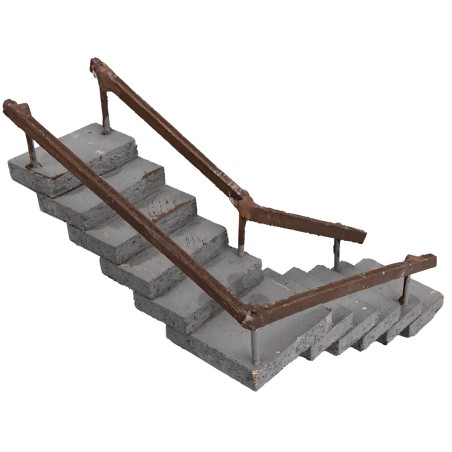 Escalera angular de madera con pasamanos de 14 cm de altura