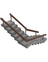 Escalera angular de madera con pasamanos de 14 cm de altura