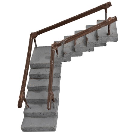 Wooden corner staircase with handrail 14 cm h for nativity scene