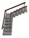 Escalera angular de madera con pasamanos de 14 cm de altura