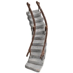 Scala curva con corrimano in legno h 14 cm per presepe Mondo 2