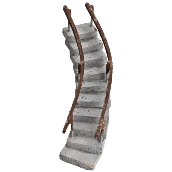Escalera curva con pasamanos de madera h 14 cm para belén Mondo