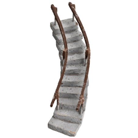 Curved staircase with wooden handrail h 14 cm for Mondo nativity scene