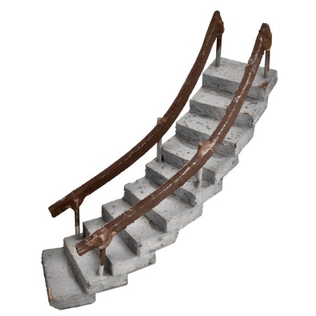 Escalera curva con pasamanos de madera h 14 cm para belén Mondo