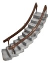 Curved staircase with handrail facing left h 13.5 cm