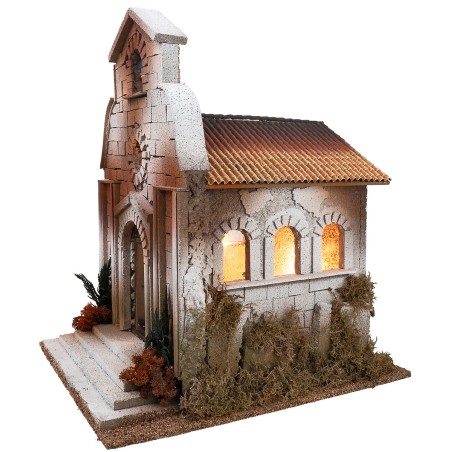 Church with bell tower for 12-15 cm statues for Mondo nativity scene
