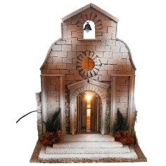 Church with bell tower for 12-15 cm statues for Mondo nativity scene