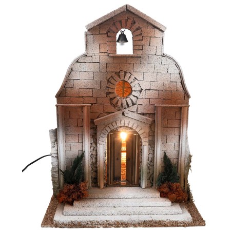 Church with bell tower for 12-15 cm statues for Mondo nativity scene