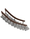 Curved staircase with handrail facing right h 13.5 cm