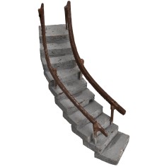 Curved staircase with handrail facing left h 13.5 cm for