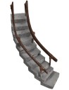 Curved staircase with handrail facing right h 13.5 cm
