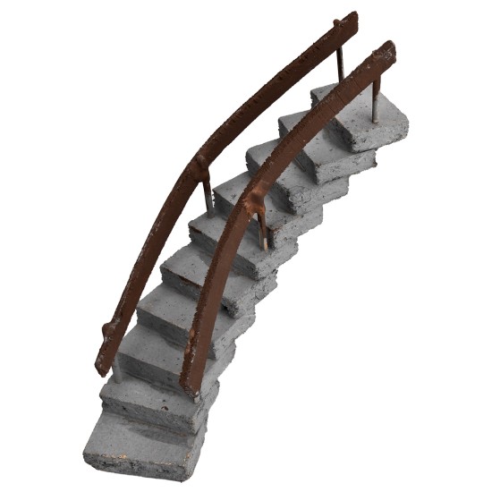 Curved staircase with handrail facing left h 13.5 cm for