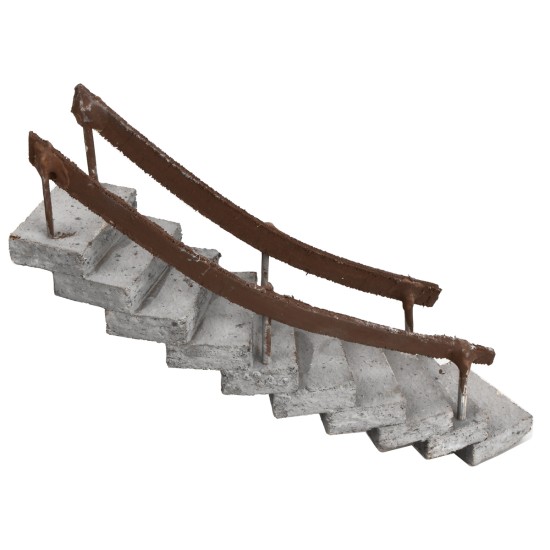 Curved staircase with handrail facing right h 13.5 cm