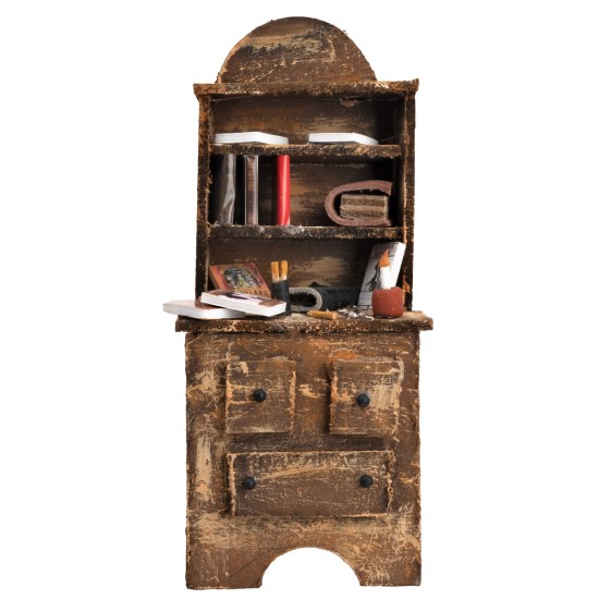 Wooden cupboard with books and small items cm 7x4.7x18 h