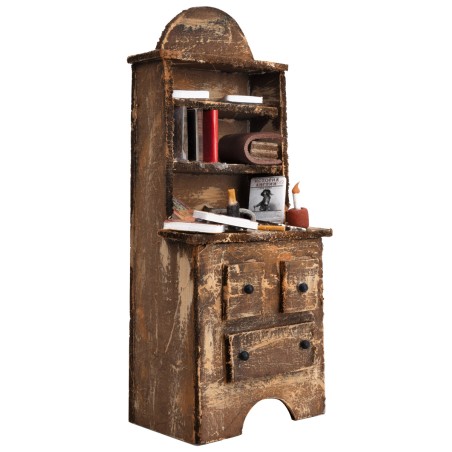 Aparador de madera con libros y miniaturas de 7x4,7x18 cm h