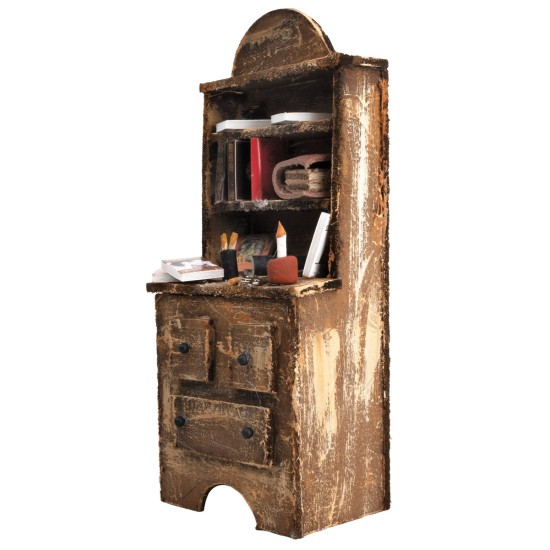 Aparador de madera con libros y miniaturas de 7x4,7x18 cm h