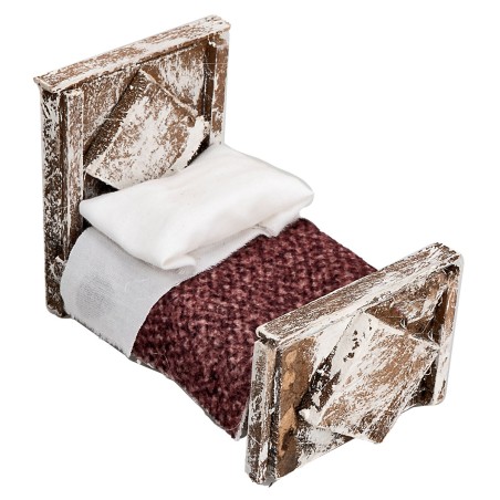 Bed with wooden blanket cm 6.5x4x5.3h for Mondo nativity scene