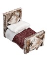 Letto con coperta in legno cm 6,5x4x5,3h