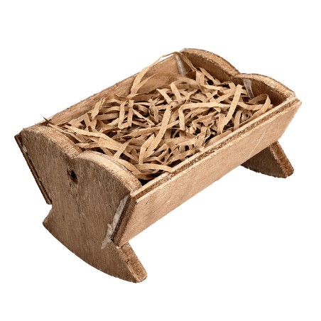 Mangiatoia in legno con fieno cm 6,5x4,7x3,5 h per presepe