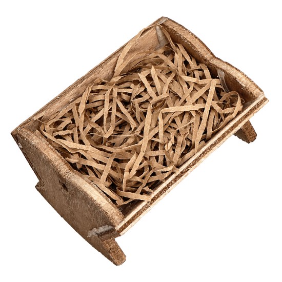 Wooden manger with hay cm 6.5x4.7x3.5 h for nativity scene