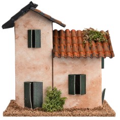 Casa artigianale a due piani cm 13x7,2x13,6 h per presepe Mondo