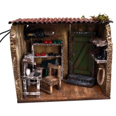 copy of countryside farmhouse illuminated by electricity with animals and